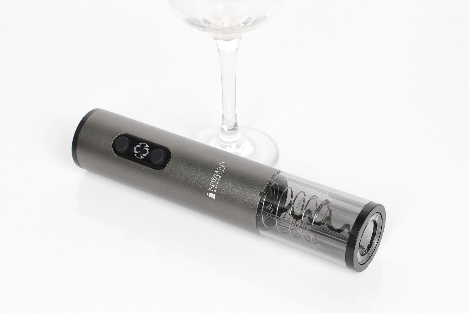 Newland Drinkware Electric Wine Opener with a wine glass